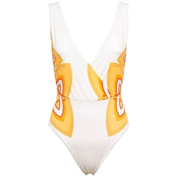 NEW La DoubleJ Hazzard Swimsuit Lakshmi Placée Yellow in Lycra One Piece White - Picture 2 of 7